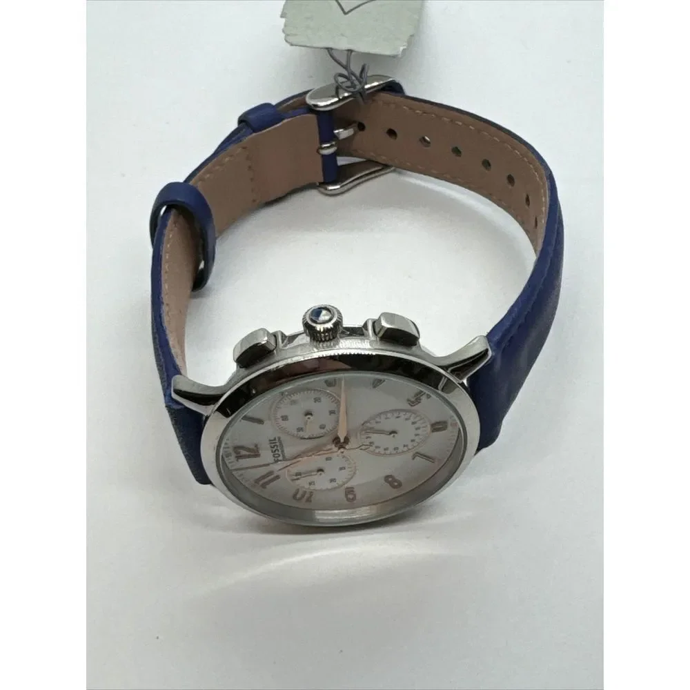 Fossil Abilene CH3032 Women's Blue Leather Strap Analog Dial Quartz Watch JNA332
